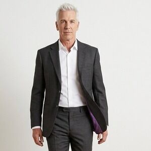 Galante Blazer Mens 46L Gray Vitale Barberis Canonico Wool Sport Coat Italy READ